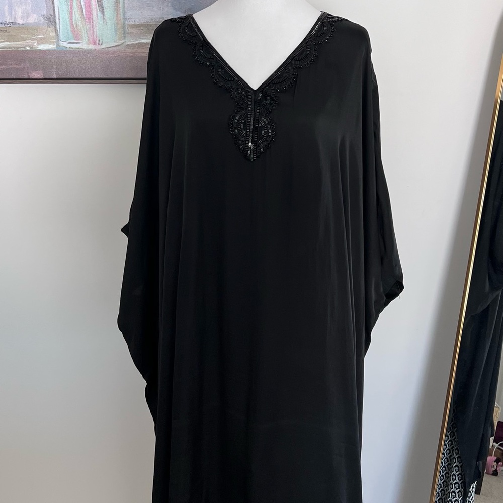 Stylish Black V-Neck Dress with Embellishments brand new